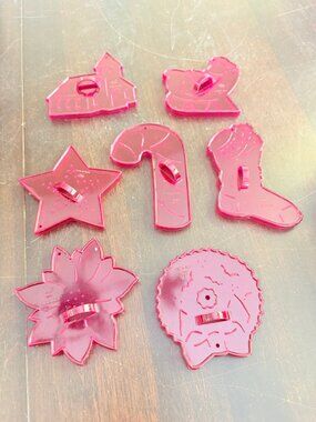 Vintage JAM Red Plastic Christmas Cookie Cutters Set of 7
